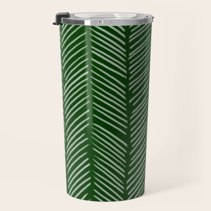 Forest Green Herringbone Travel Mug Gallery Image 3