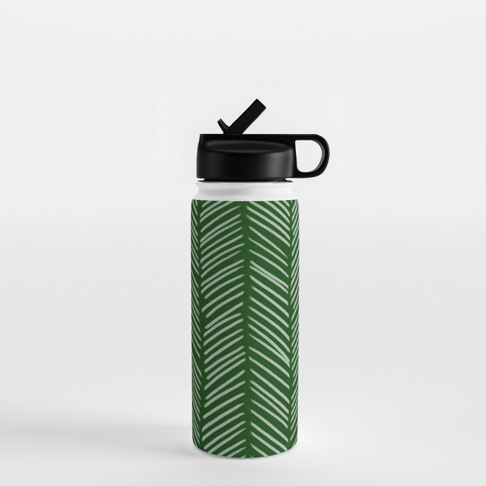 Forest Green Herringbone Water Bottle Gallery Image 1