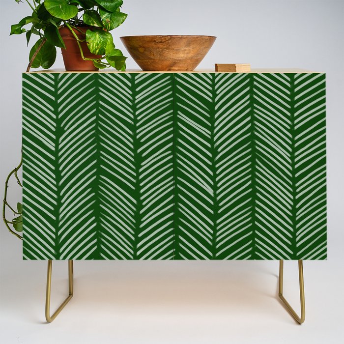 Forest Green Herringbone Credenza Gallery Image 1
