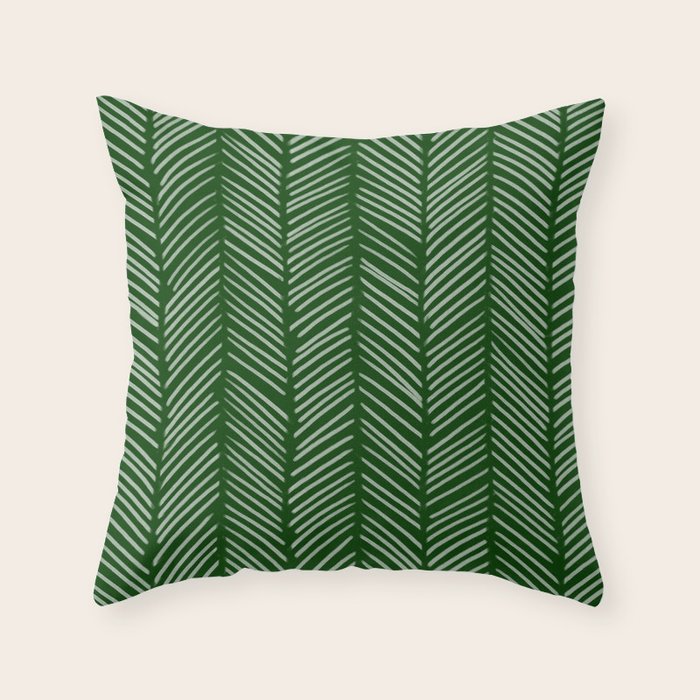 Forest Green Herringbone Throw Pillow Gallery Image 6