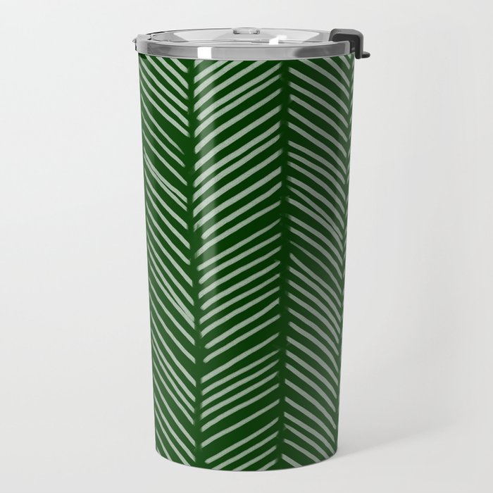 Forest Green Herringbone Travel Mug Gallery Image 2