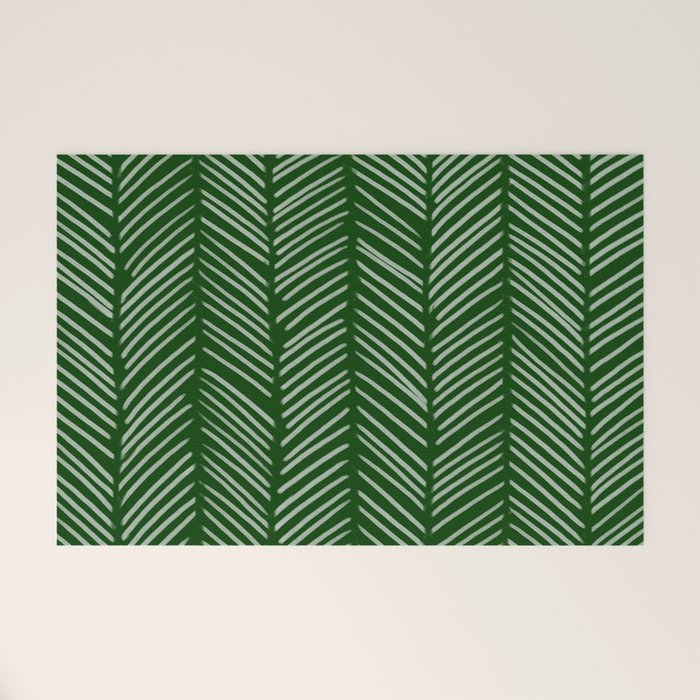 Forest Green Herringbone Welcome Mat Gallery Image 1