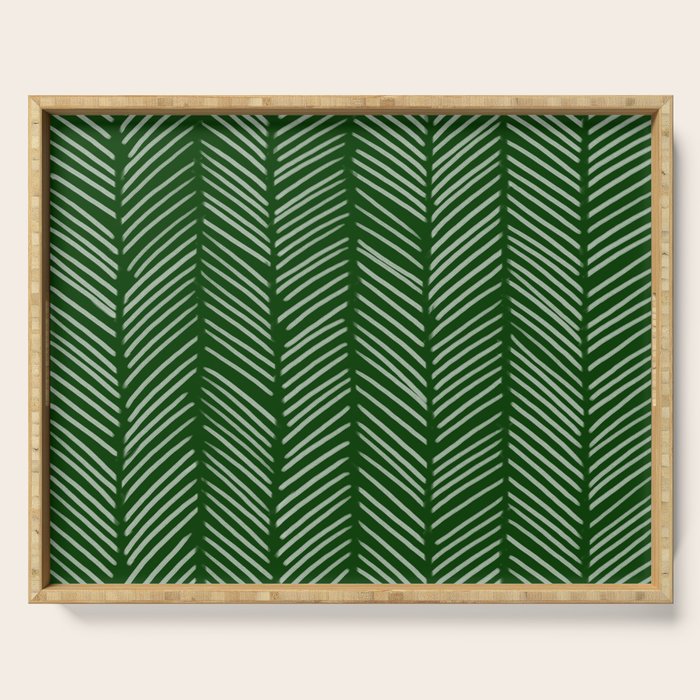 Forest Green Herringbone Serving Tray Gallery Image 1