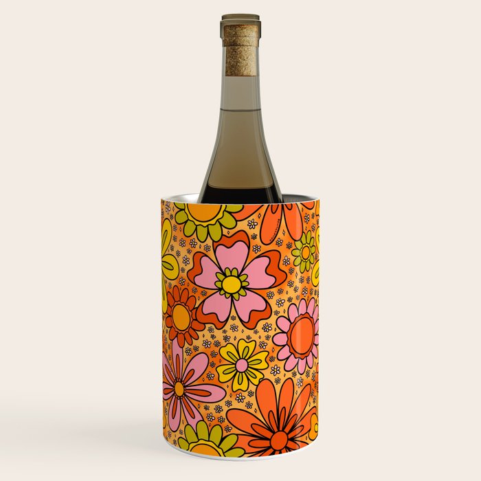 Groovy Flowers in Orange Wine Chiller Gallery Image 2