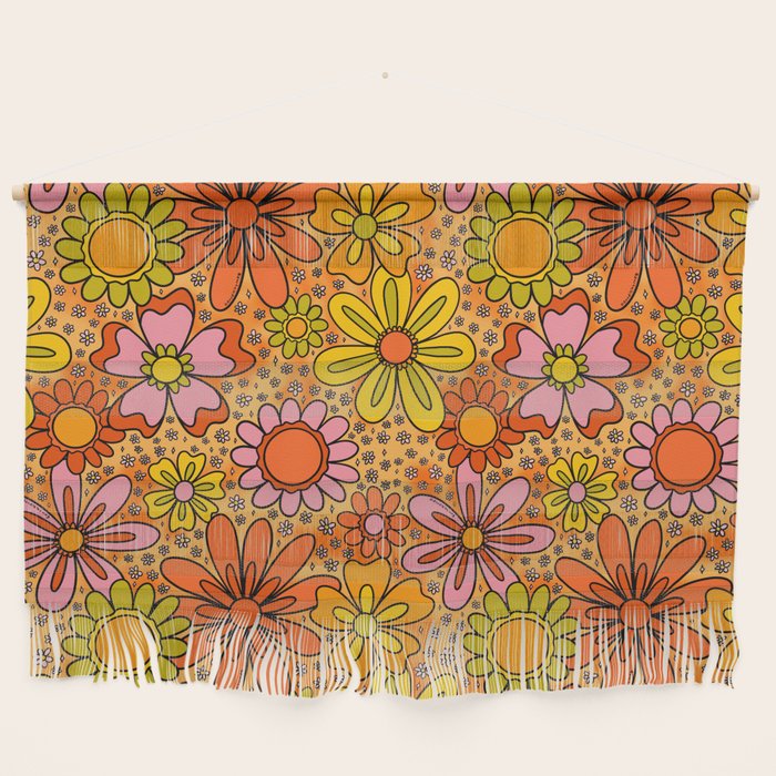 Groovy Flowers in Orange Wall Hanging Gallery Image 1