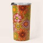 Groovy Flowers in Orange Travel Mug Gallery Image 3