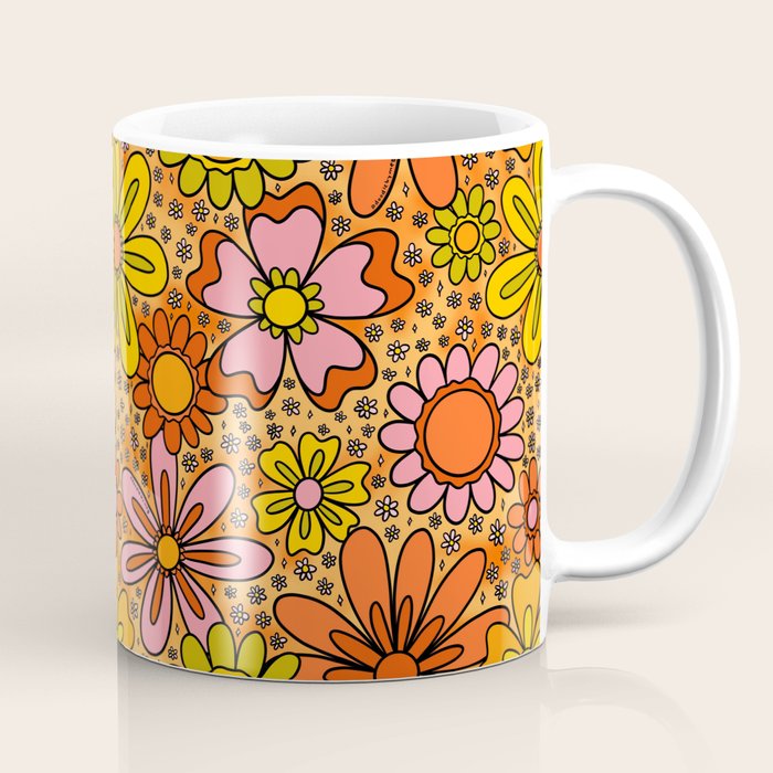 Groovy Flowers in Orange Coffee Mug Gallery Image 1