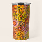 Groovy Flowers in Orange Travel Mug Gallery Image 1