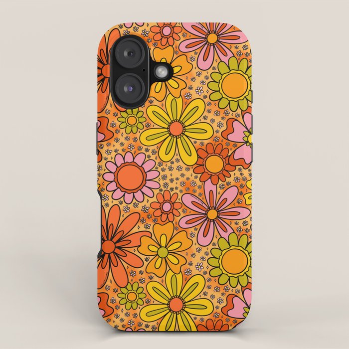Groovy Flowers in Orange iPhone Case Gallery Image 1
