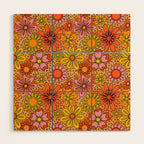 Groovy Flowers in Orange Wood Wall Art Gallery Image 1