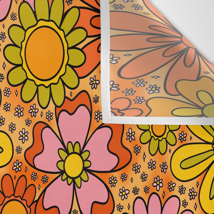 Groovy Flowers in Orange Wall Tapestry Gallery Image 3