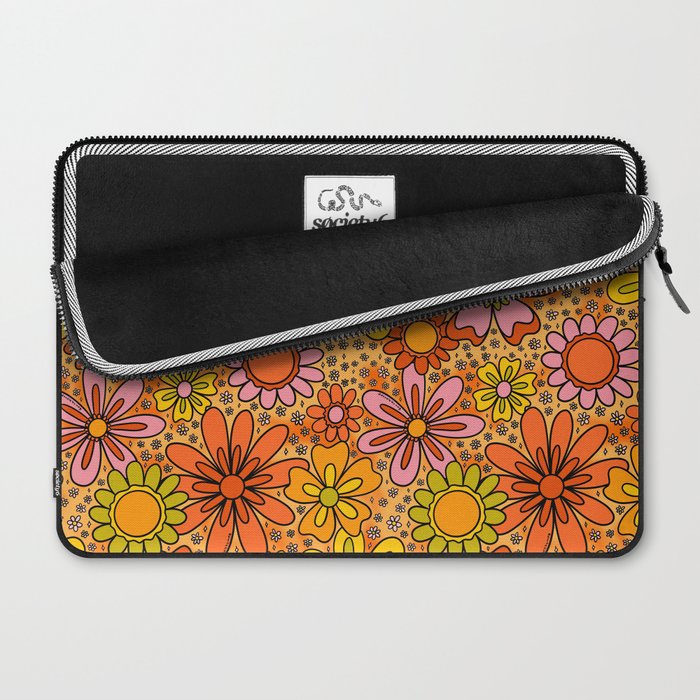 Groovy Flowers in Orange Laptop Sleeve Gallery Image 2