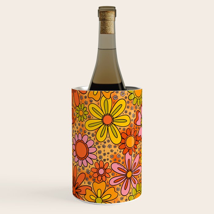 Groovy Flowers in Orange Wine Chiller Gallery Image 1