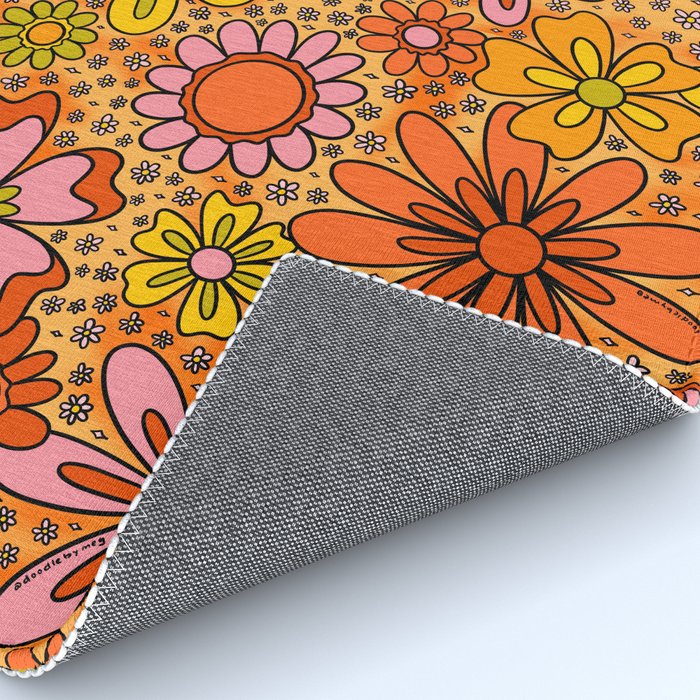 Groovy Flowers in Orange Rug Gallery Image 4