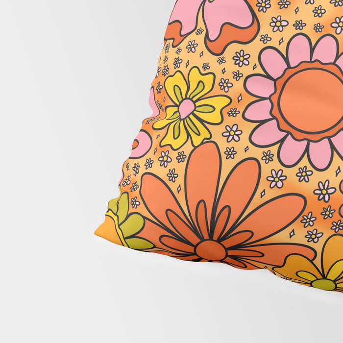 Groovy Flowers in Orange Pillow Sham Gallery Image 4