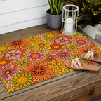 Groovy Flowers in Orange Outdoor Rug Gallery Image 2
