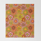 Groovy Flowers in Orange Throw Blanket Gallery Image 2
