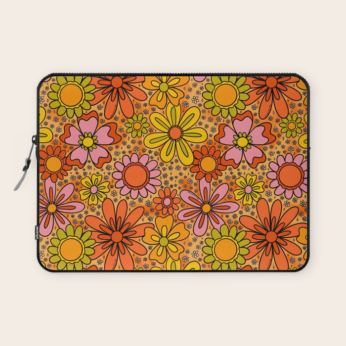 Groovy Flowers in Orange Laptop Sleeve Gallery Image 1