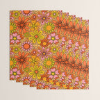 Groovy Flowers in Orange Wrapping Paper Gallery Image 3