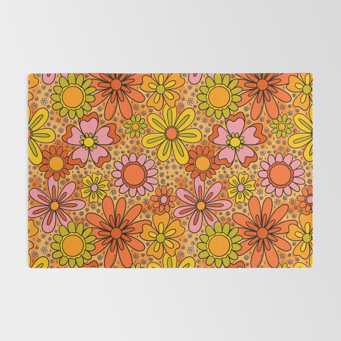 Groovy Flowers in Orange Rug Gallery Image 2