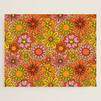 Groovy Flowers in Orange Jigsaw Puzzle Gallery Image 1