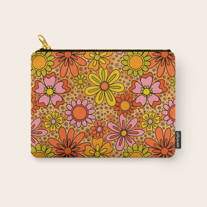 Groovy Flowers in Orange Carry All Pouch Gallery Image 1