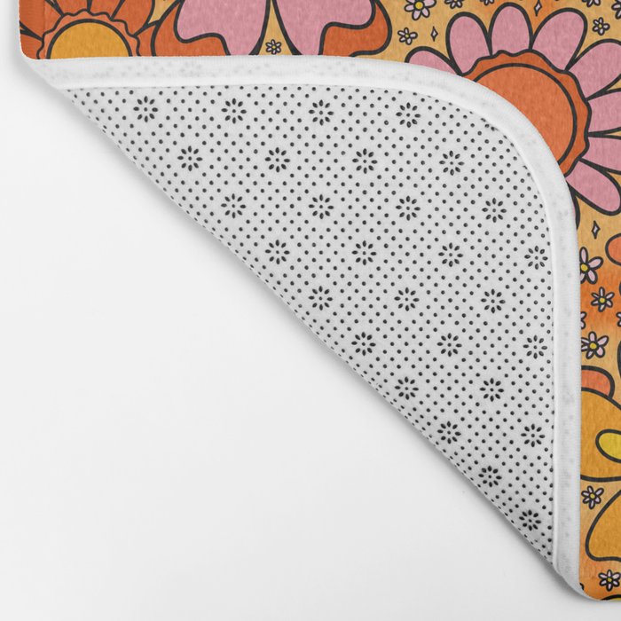 Groovy Flowers in Orange Bath Mat Gallery Image 2
