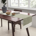 Neutral Green Lines Gray Abstract Artwork Table Runner Gallery Image 2