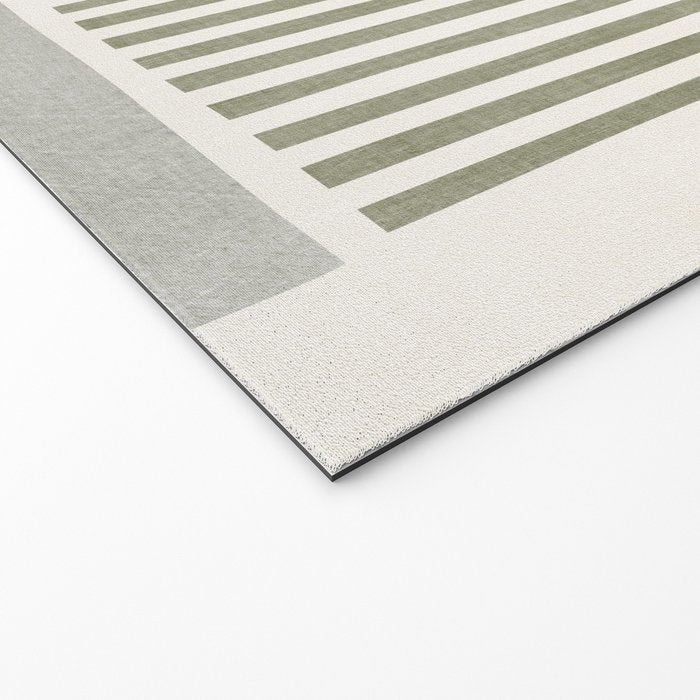 Neutral Green Lines Gray Abstract Artwork Welcome Mat Gallery Image 2