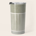 Neutral Green Lines Gray Abstract Artwork Travel Mug Gallery Image 3