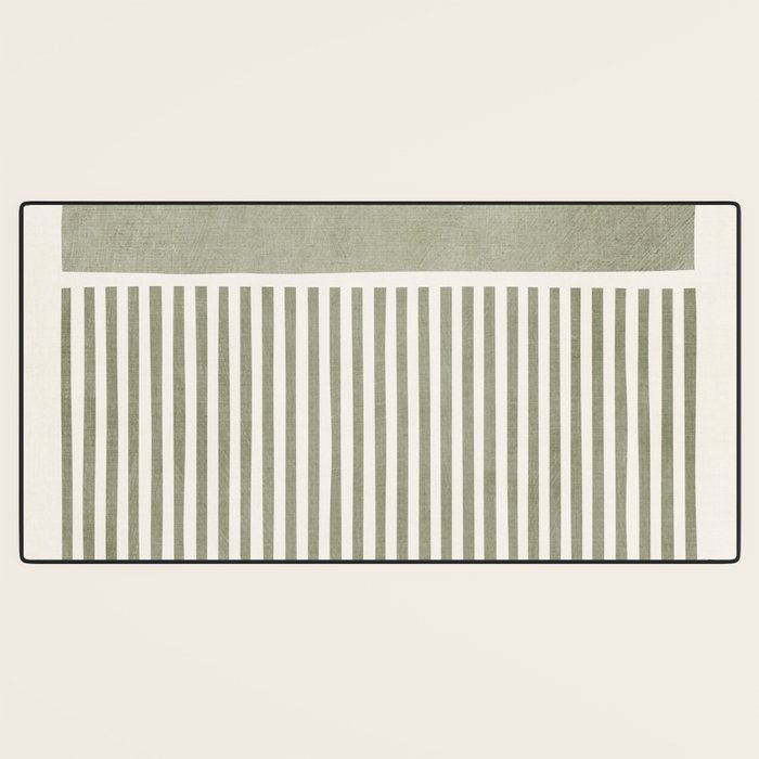 Neutral Green Lines Gray Abstract Artwork Desk Mat Gallery Image 3