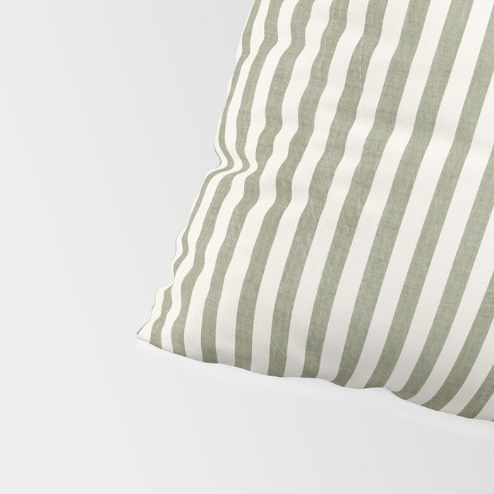 Neutral Green Lines Gray Abstract Artwork Pillow Sham Gallery Image 4