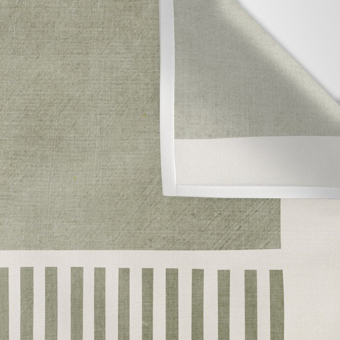 Neutral Green Lines Gray Abstract Artwork Wall Tapestry Gallery Image 3