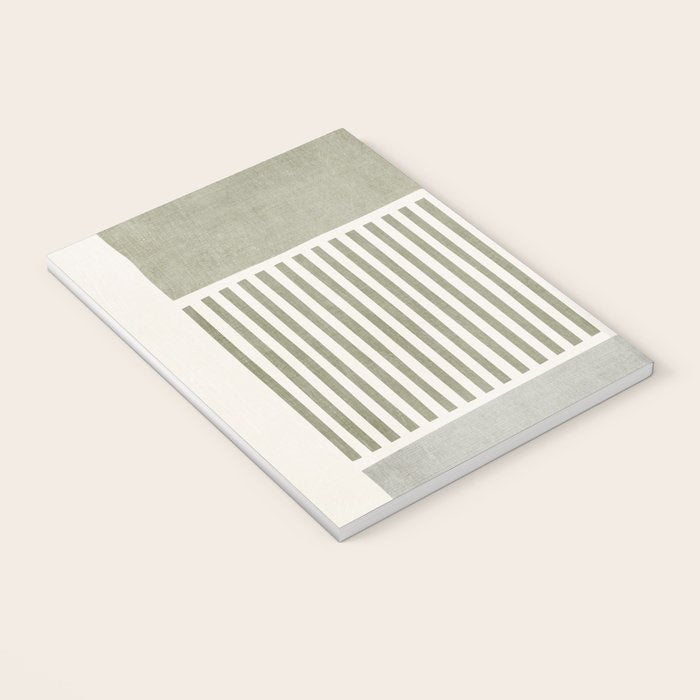 Neutral Green Lines Gray Abstract Artwork Notebook Gallery Image 3