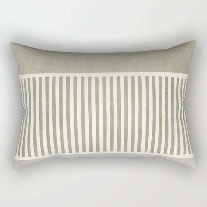Neutral Green Lines Gray Abstract Artwork Rectangular Pillow Gallery Image 1
