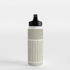 Neutral Green Lines Gray Abstract Artwork Water Bottle Gallery Image 3