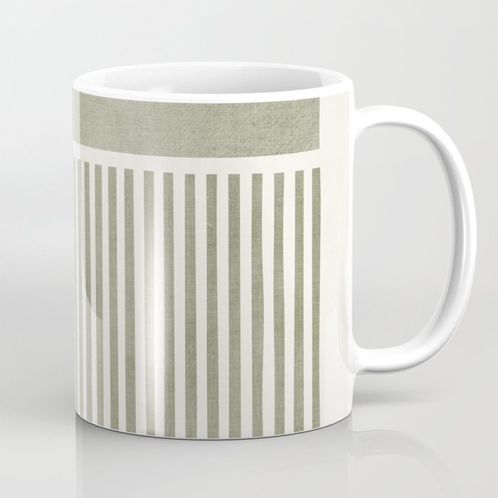 Neutral Green Lines Gray Abstract Artwork Coffee Mug Gallery Image 1