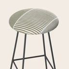 Neutral Green Lines Gray Abstract Artwork Stool Gallery Image 2