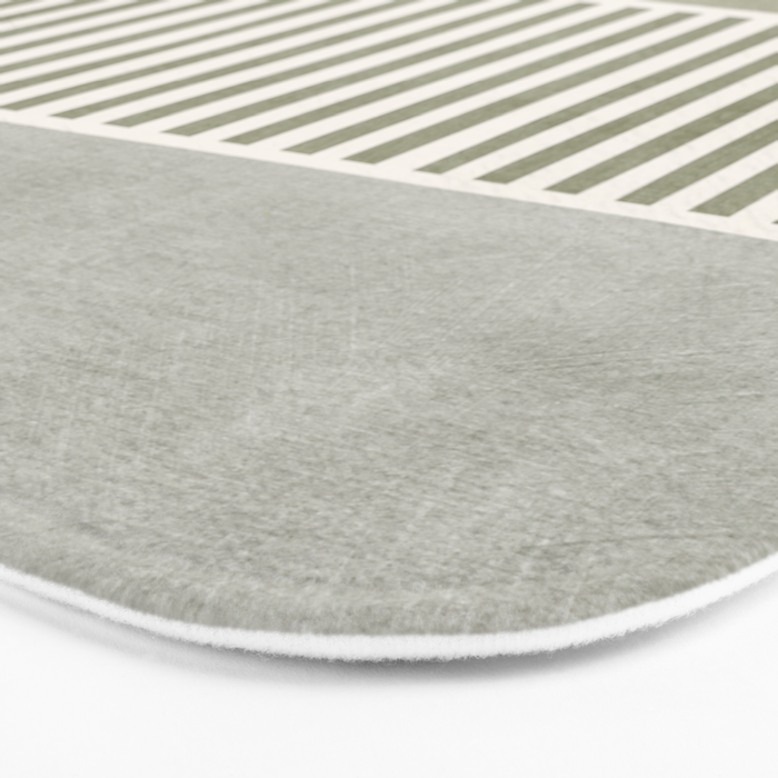 Neutral Green Lines Gray Abstract Artwork Bath Mat Gallery Image 3