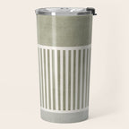 Neutral Green Lines Gray Abstract Artwork Travel Mug Gallery Image 2