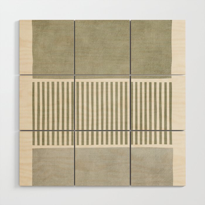 Neutral Green Lines Gray Abstract Artwork Wood Wall Art Gallery Image 1