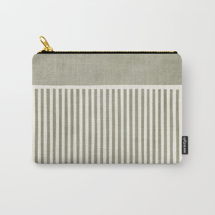 Neutral Green Lines Gray Abstract Artwork Carry All Pouch Gallery Image 1