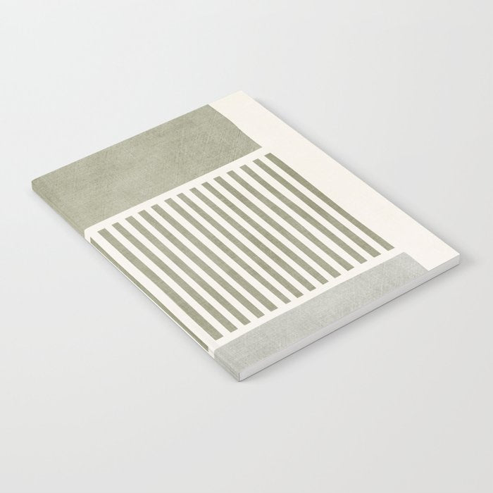 Neutral Green Lines Gray Abstract Artwork Notebook Gallery Image 2