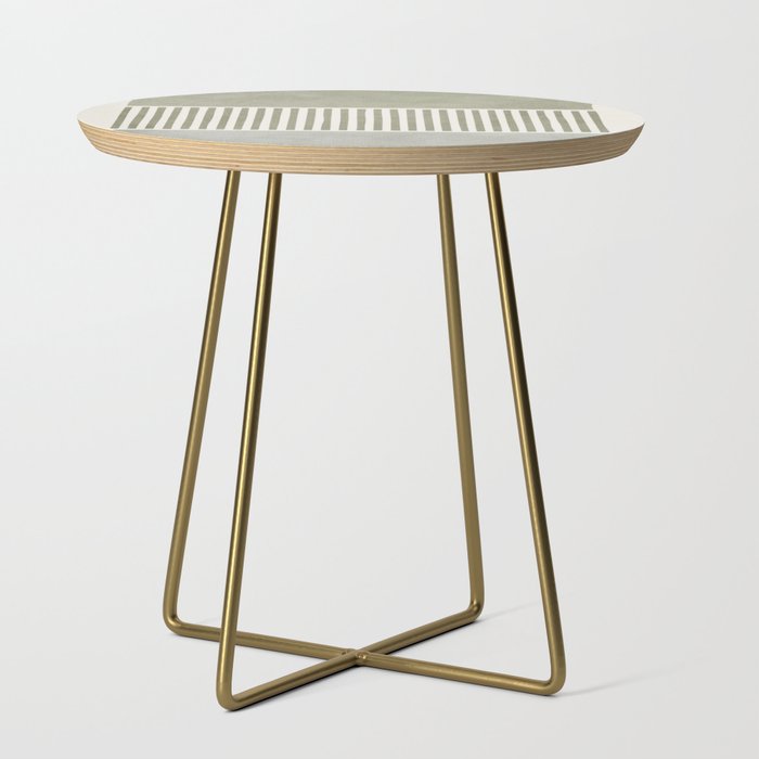 Neutral Green Lines Gray Abstract Artwork Side Table Gallery Image 1