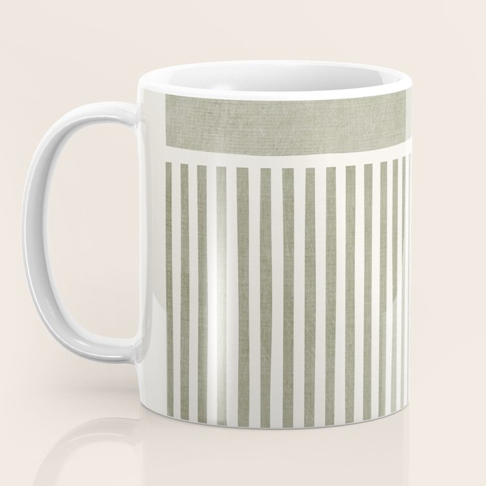 Neutral Green Lines Gray Abstract Artwork Coffee Mug Gallery Image 3