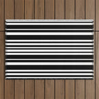 Classic Stripes XLI - Black and White Outdoor Rug Gallery Image 1
