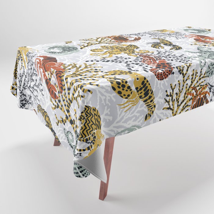 Vibrant coral reef light grey downtoned Tablecloth Gallery Image 1