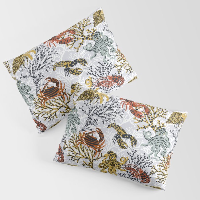 Vibrant coral reef light grey downtoned Pillow Sham Gallery Image 3