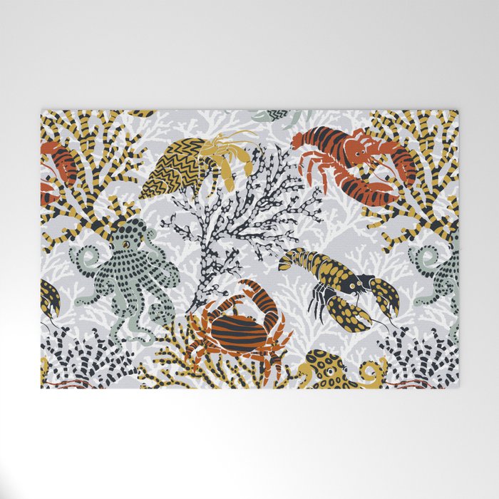 Vibrant coral reef light grey downtoned Welcome Mat Gallery Image 1