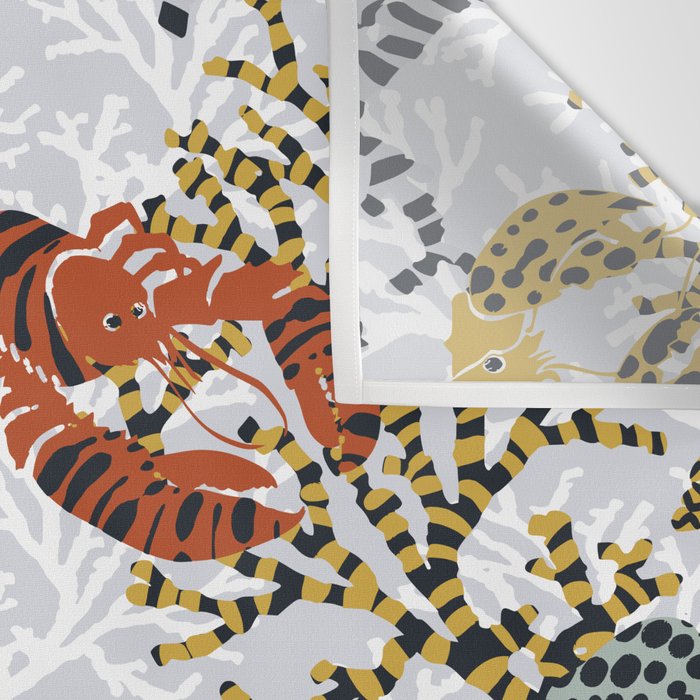 Vibrant coral reef light grey downtoned Wall Tapestry Gallery Image 3